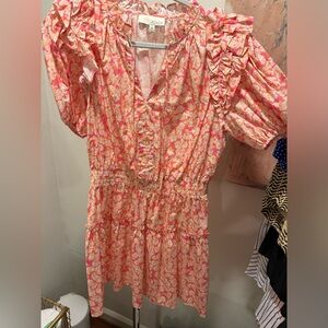 Pink Floral Ruffle Dress